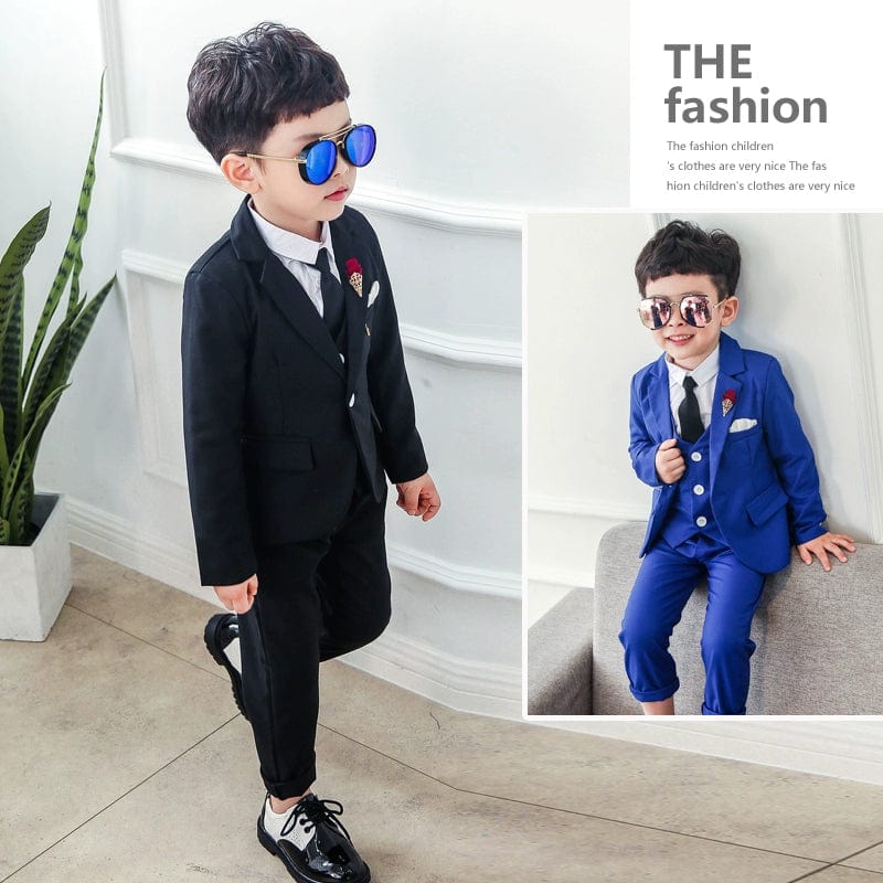 Flower girl 3-piece suit by Showlu Fashion featuring a spring and autumn Korean-style outfit with floral details and coordinating accessories.