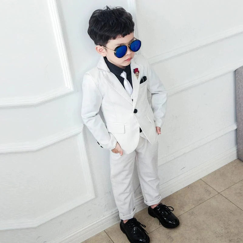 Flower girl 3-piece suit by Showlu Fashion for spring and autumn, featuring floral designs and Korean style craftsmanship.