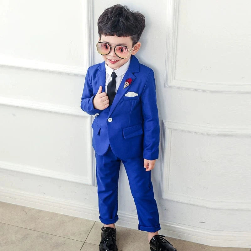 Flower girl 3-piece suit by Showlu Fashion, featuring Korean style spring and autumn outfit with floral details.