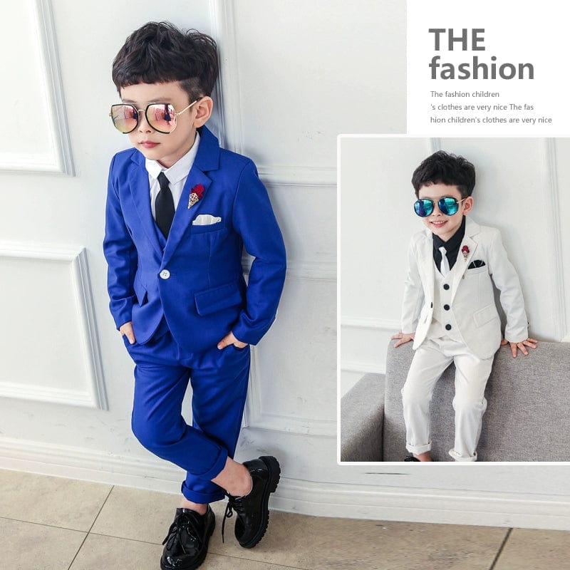 Flower girl 3-piece suit by Showlu Fashion Store, featuring a Korean style spring and autumn outfit with floral details.