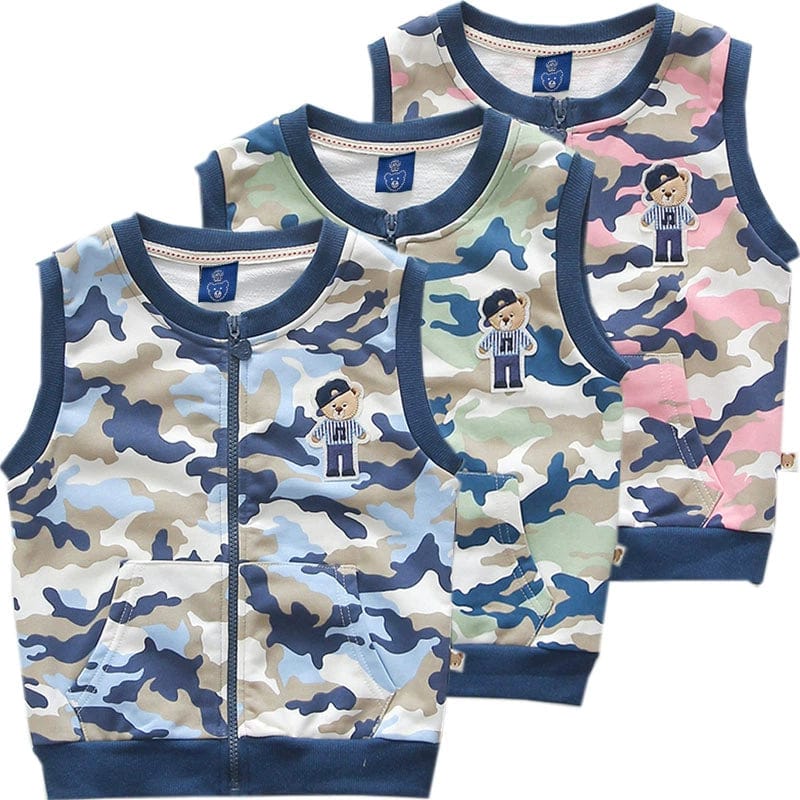 Bright Bear baby boys cotton terry vest in Korean style with cartoon design, casual waistcoat for spring and autumn.
