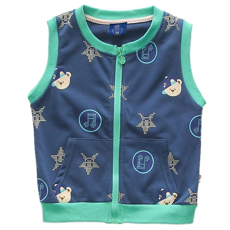 Bright Bear baby boys cotton terry vest in Korean style cartoon waistcoat, suitable for spring and autumn casual wear.