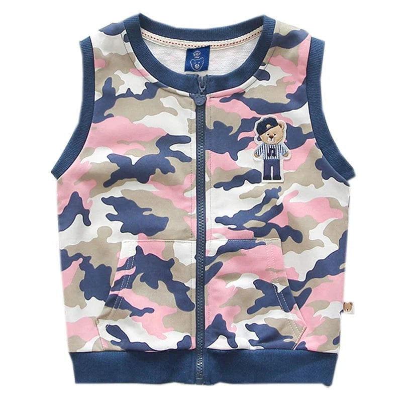 Bright Bear baby boys cotton terry vest with Korean style cartoon design, perfect for spring and autumn casual wear.