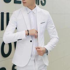 Spring Autumn Fashion New Men Slim Formal Solid Button Lapel Long Sleeve Pockets Back Slit Suit Business Coat jacket Blazer - SHOWLU FASHION STORE