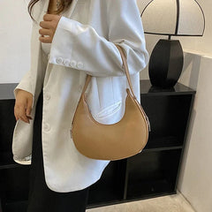 Spring New Solid Color Half - moon Bags for Women Fashion Shoulder Bags Luxury PU Leather Underarm Bag Advanced Brand Handbag Purs - SHOWLU FASHION STORE