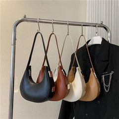 Spring New Solid Color Half - moon Bags for Women Fashion Shoulder Bags Luxury PU Leather Underarm Bag Advanced Brand Handbag Purs - SHOWLU FASHION STORE