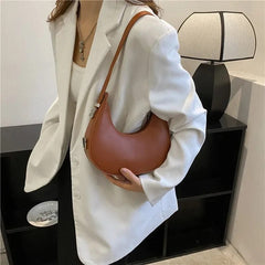 Spring New Solid Color Half - moon Bags for Women Fashion Shoulder Bags Luxury PU Leather Underarm Bag Advanced Brand Handbag Purs - SHOWLU FASHION STORE