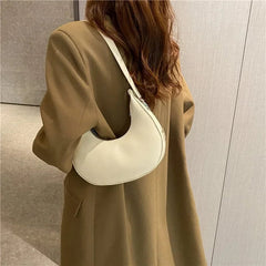 Spring New Solid Color Half - moon Bags for Women Fashion Shoulder Bags Luxury PU Leather Underarm Bag Advanced Brand Handbag Purs - SHOWLU FASHION STORE