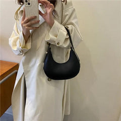 Spring New Solid Color Half - moon Bags for Women Fashion Shoulder Bags Luxury PU Leather Underarm Bag Advanced Brand Handbag Purs - SHOWLU FASHION STORE