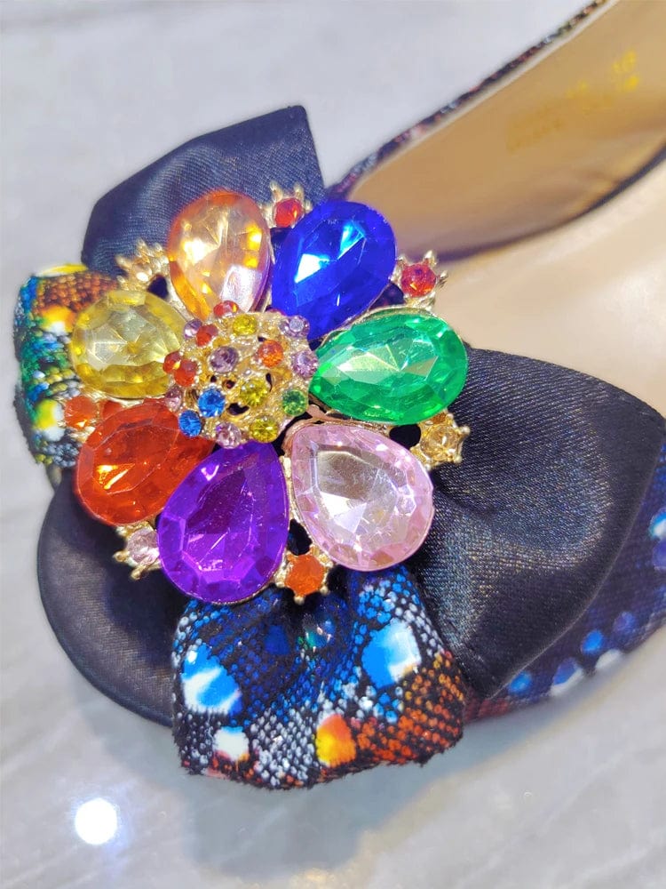 Black PU Nigerian women's party shoes with square heels, stylish design perfect for spring and summer events