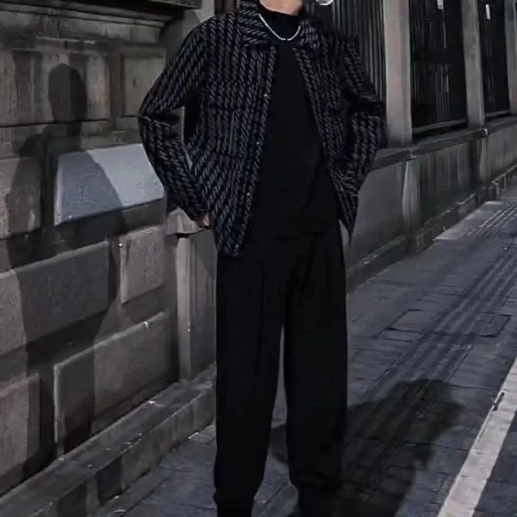 SHOWLU Men's Thousand Bird plaid jacket with square collar, casual versatile outerwear, stylish Korean version men's outerwear