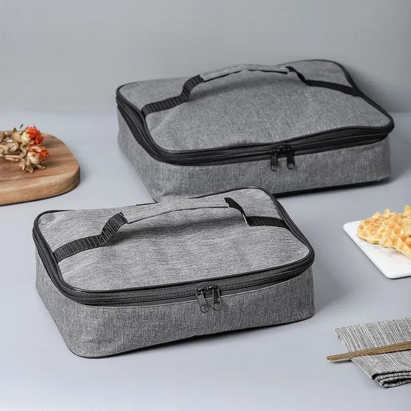 Showlu Square Insulated Lunch Bag for women, Oxford cloth thermal food carrier with portable cooler and bento box design.