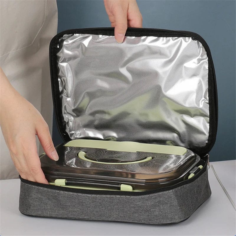 Showlu Square Insulated Lunch Bag for women, Oxford cloth thermal food carrier with a portable, stylish design for meals on the go.