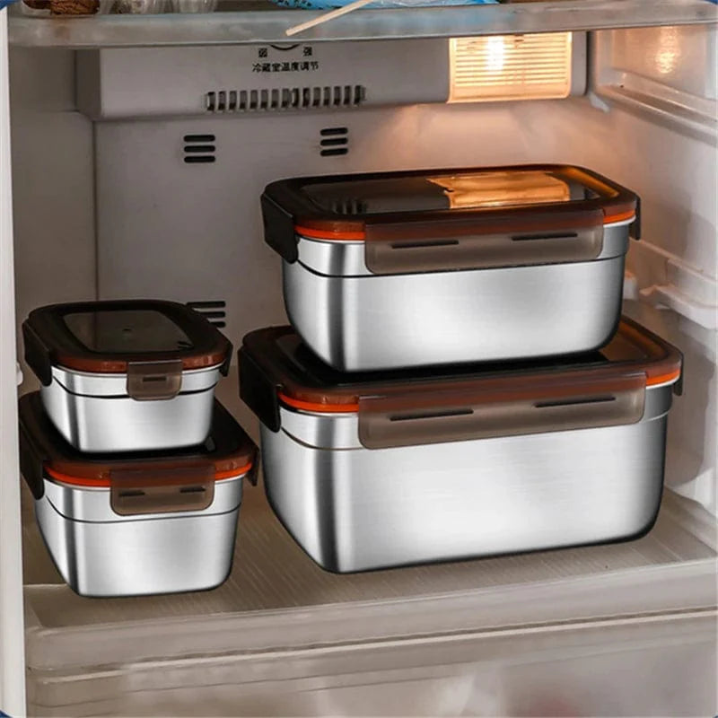 Showlu 304 stainless steel bento lunch box with multiple compartments, portable food container for easy meal storage and transport.