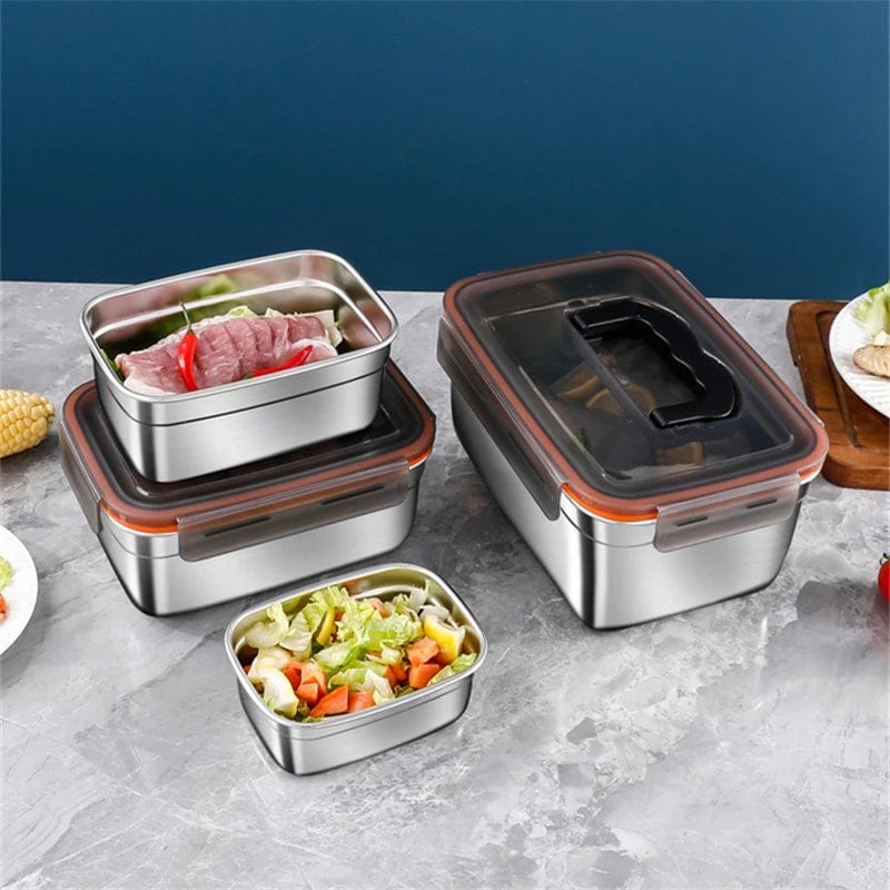 Showlu 304 stainless steel bento lunch box with multiple compartments, portable food container for lunch or snacks.
