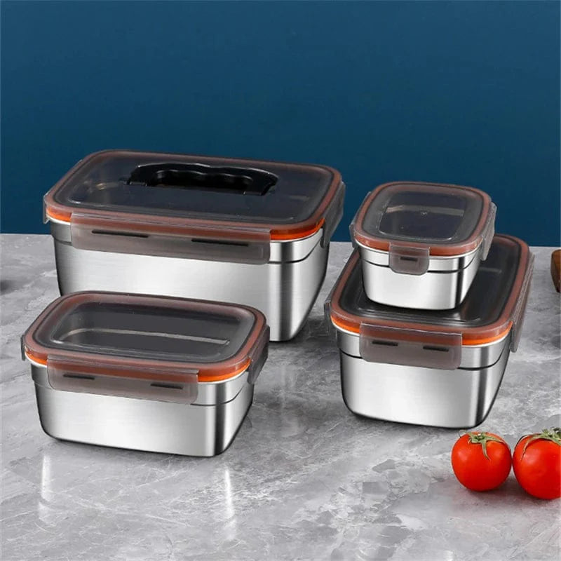Stainless steel Bento lunch box from Showlu, portable food container with multiple compartments for easy meal packing.