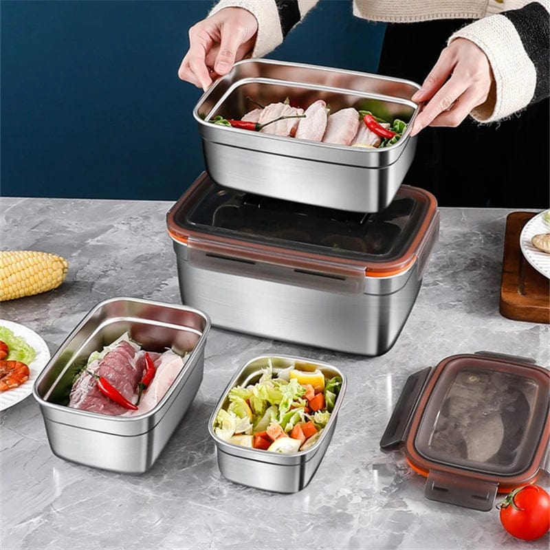 Showlu stainless steel bento lunch box with multiple compartments, portable food container, durable and eco-friendly design.