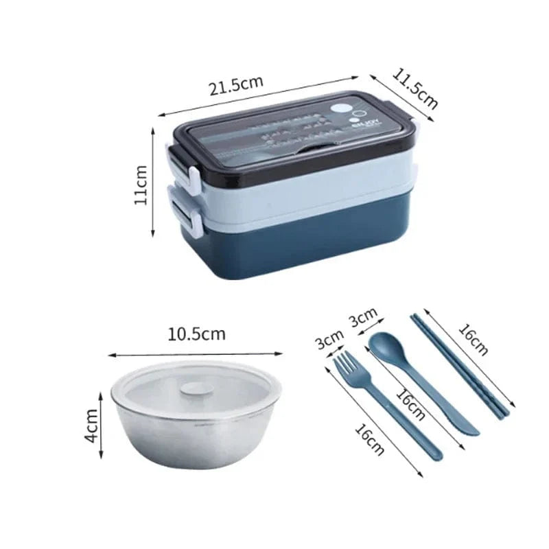 Showlu 304 stainless steel 2-layer leak-proof bento lunch box with secure lid and compact design for meal storage.