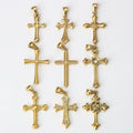 Minimalist stainless steel Showlu 18K gold cross pendant necklace, titanium steel DIY jewelry accessory with a sleek design.