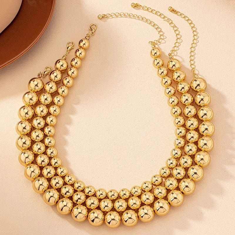 Gold ball beads chain necklace with steampunk gothic style, featuring a choker design for women and men.