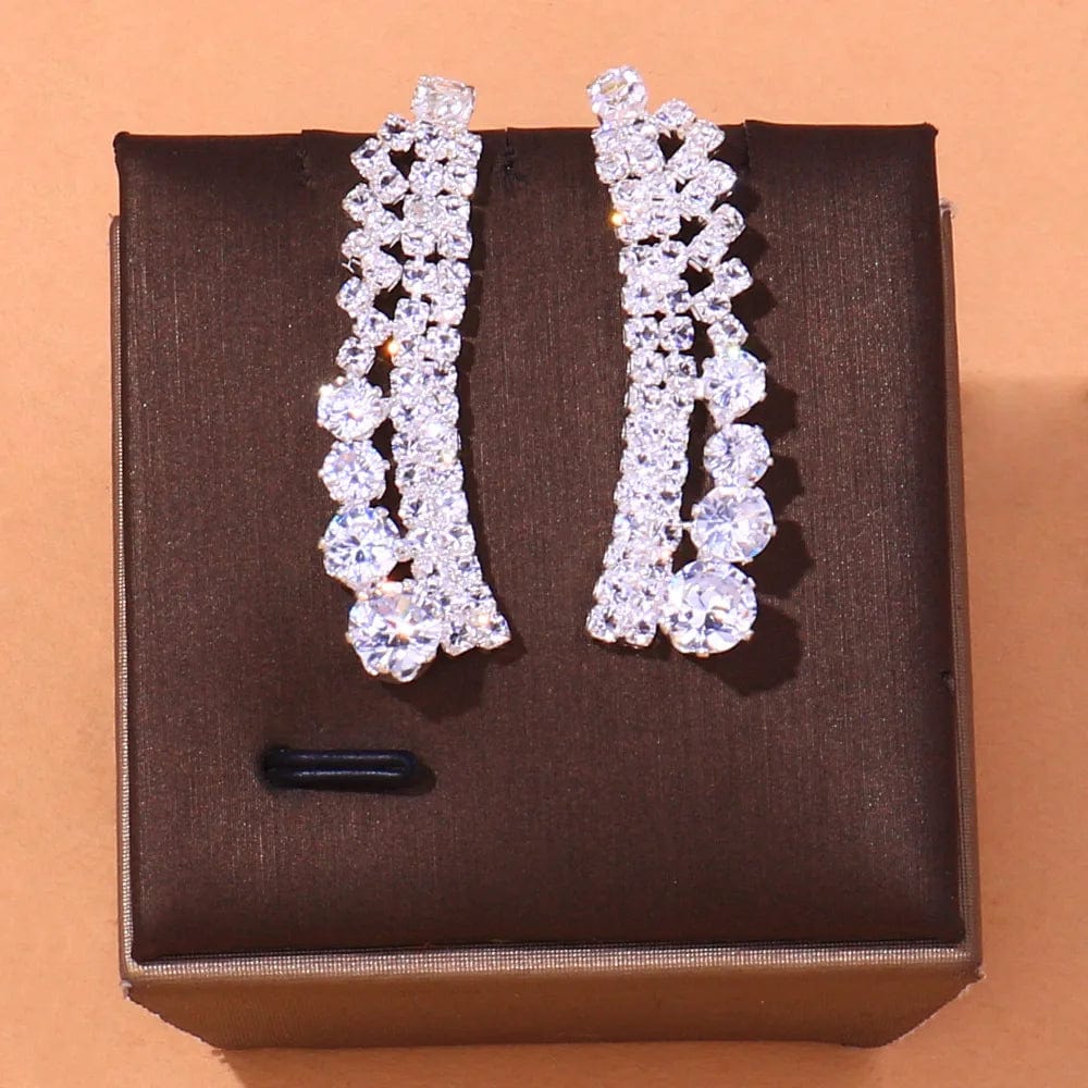 Stonefans Crystal Bridal Jewelry Set featuring a silver rhinestone necklace and earrings for wedding and bridesmaid accessories