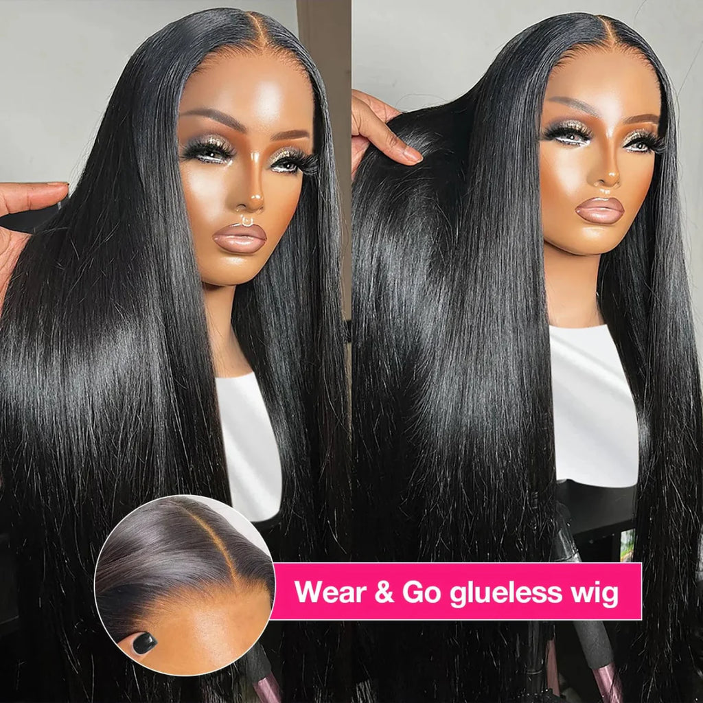 Showlu Fashion 36-inch straight glueless HD lace frontal human hair wig, preplucked, ready-to-wear, Brazilian 13x6 lace frontal for women.