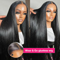 Showlu Fashion 36-inch straight glueless HD lace frontal human hair wig, preplucked, ready-to-wear, Brazilian 13x6 lace frontal for women.