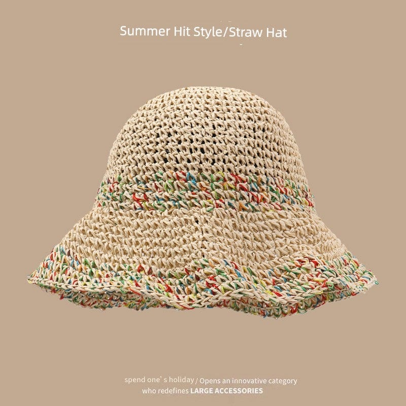 Showlu Fashion women's hand-woven Japanese straw hat with lace trim, perfect for summer outings and sun protection.