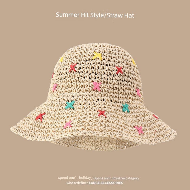 Women's hand-woven Japanese straw hat with lace trim, perfect for summer outings and stylish sun protection.