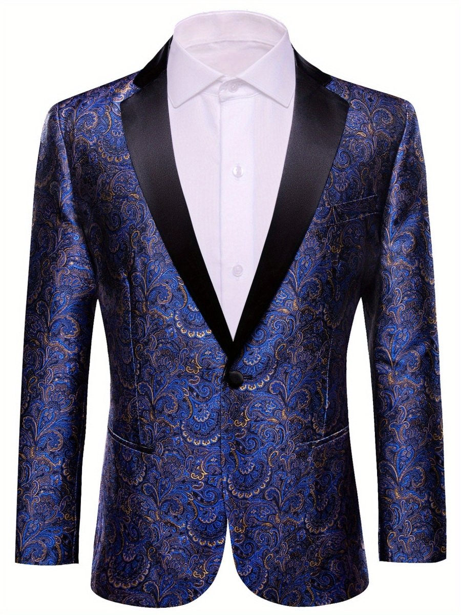 Stylish men's patterned blazer by SHOWLU FASHION STORE, slim fit suit jacket with single button, notched lapel, suitable for festive wear