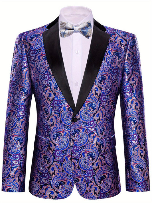Stylish Men'S Suit Jacket with a Patterned Single - Button Notched Lapel, Casual Blazer, 1200 Stitches, Suitable for Festive Weddings And Everyday Wear. - SHOWLU FASHION STORE