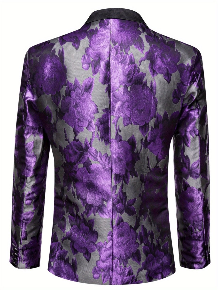 Stylish men's patterned blazer from SHOWLU FASHION, single-button notched lapel suit jacket for casual or festive occasions.