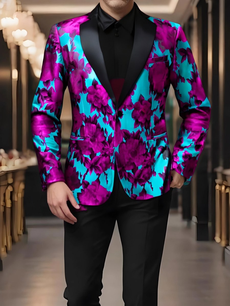 Stylish men's patterned blazer by SHOWLU FASHION STORE, single-button notch lapel casual jacket for festive, wedding, or everyday wear.