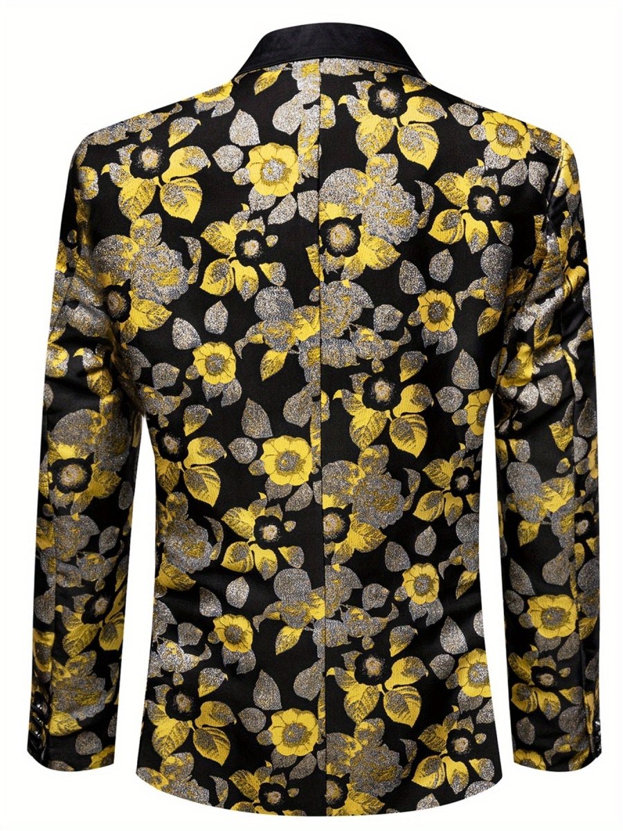 Men's patterned blazer by SHOWLU FASHION STORE, single-button notch lapel suit jacket with stylish design for casual or festive wear.