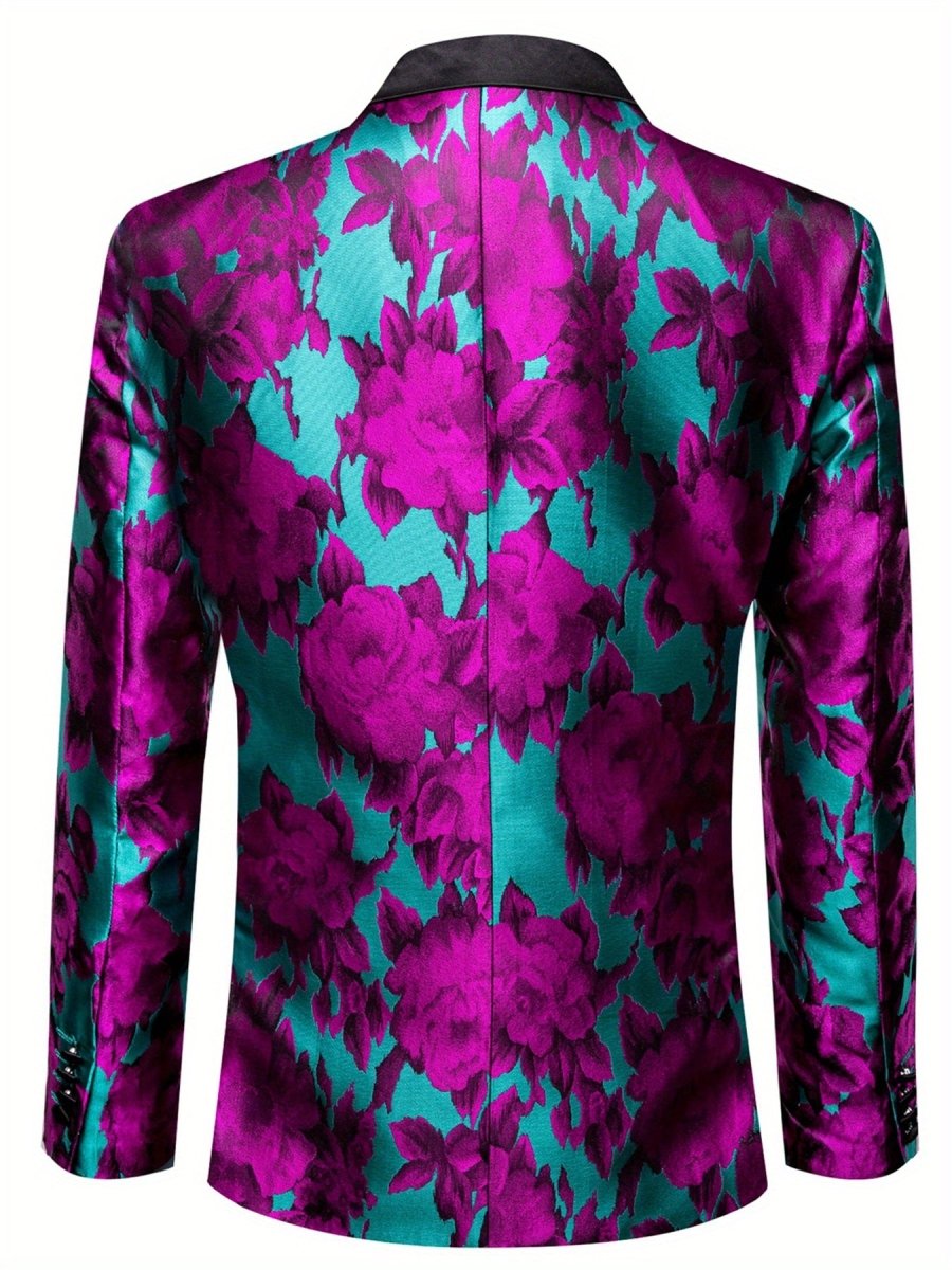Stylish men's patterned blazer by SHOWLU FASHION with single-button closure and notched lapel, suitable for festive and casual occasions.