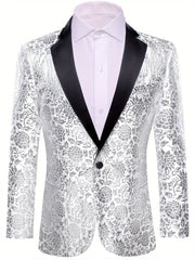 Stylish Men'S Suit Jacket with a Patterned Single - Button Notched Lapel, Casual Blazer, 1200 Stitches, Suitable for Festive Weddings And Everyday Wear. - SHOWLU FASHION STORE