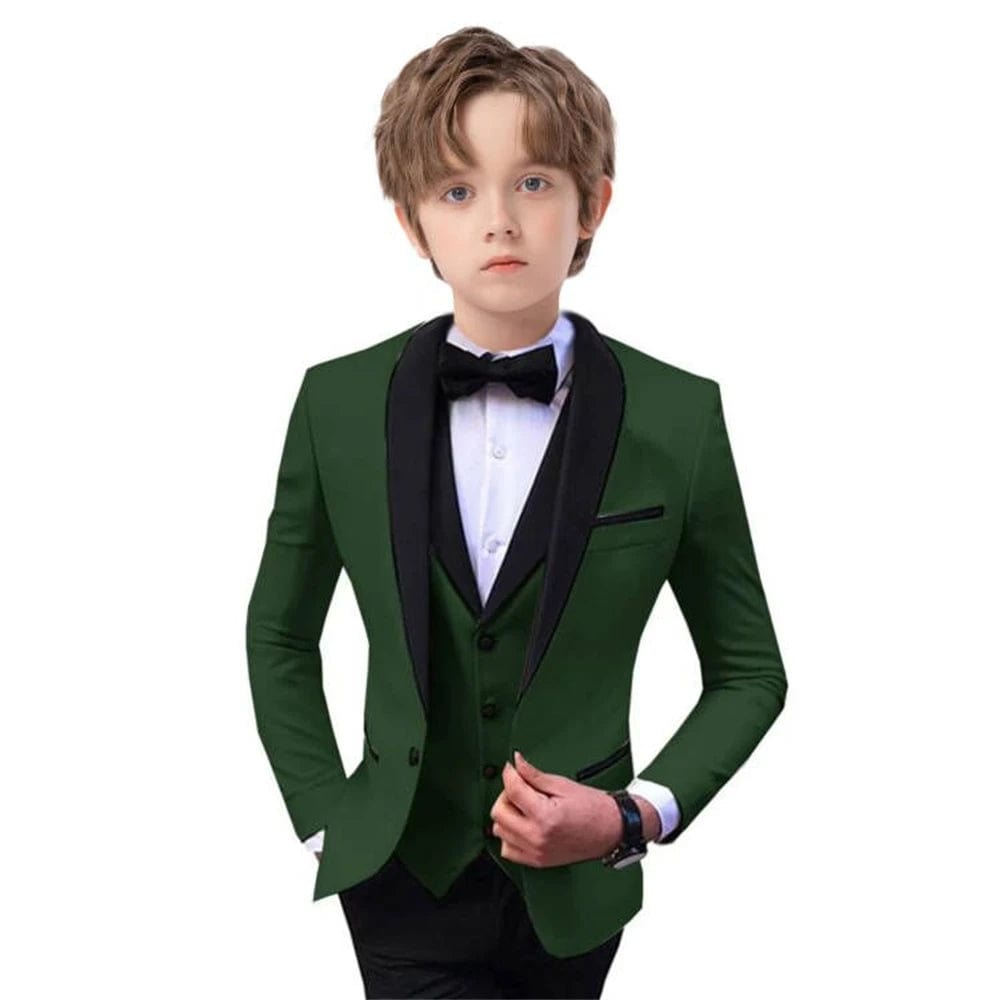 Stylish Slim Fit Boy's Suit Set 3 Pieces Tuxedo For Formal Occasion Blazer Vest And Pants Kids Outfit For Wedding Prom Fast Ship - SHOWLU FASHION STORE