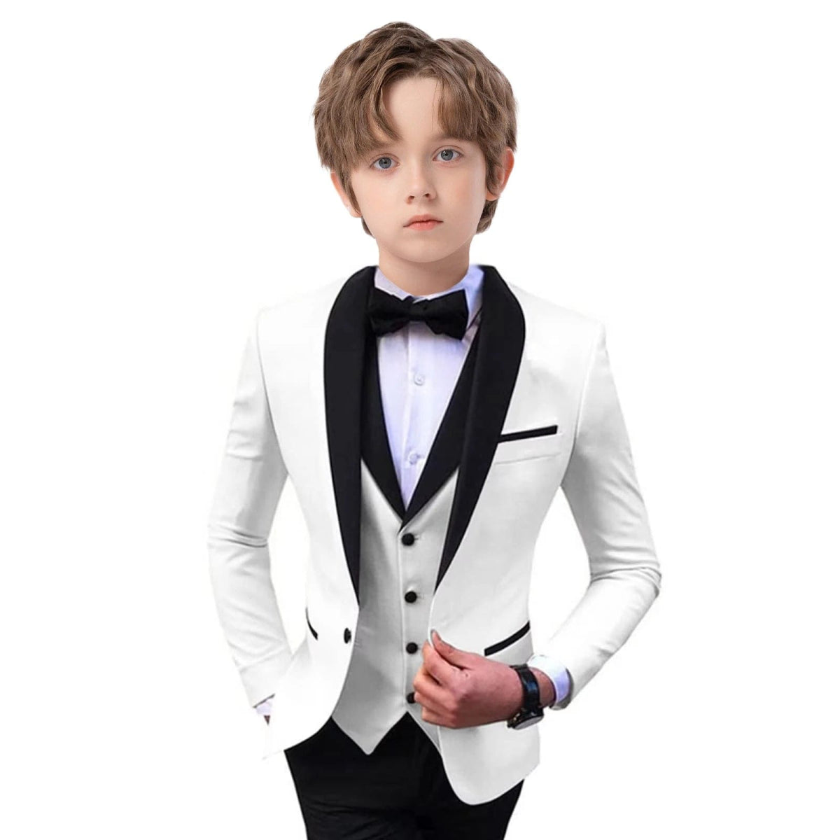 Stylish Slim Fit Boy's Suit Set 3 Pieces Tuxedo For Formal Occasion Blazer Vest And Pants Kids Outfit For Wedding Prom Fast Ship - SHOWLU FASHION STORE