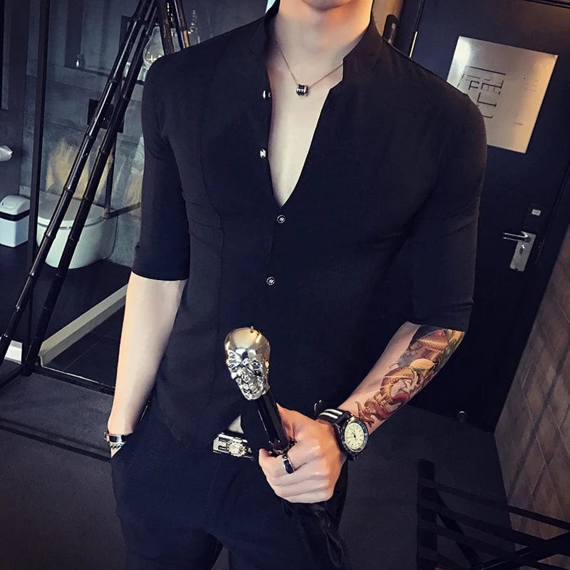 Stylo Sleek Summer Stand - Up Collar Shirt - SHOWLU FASHION STORE