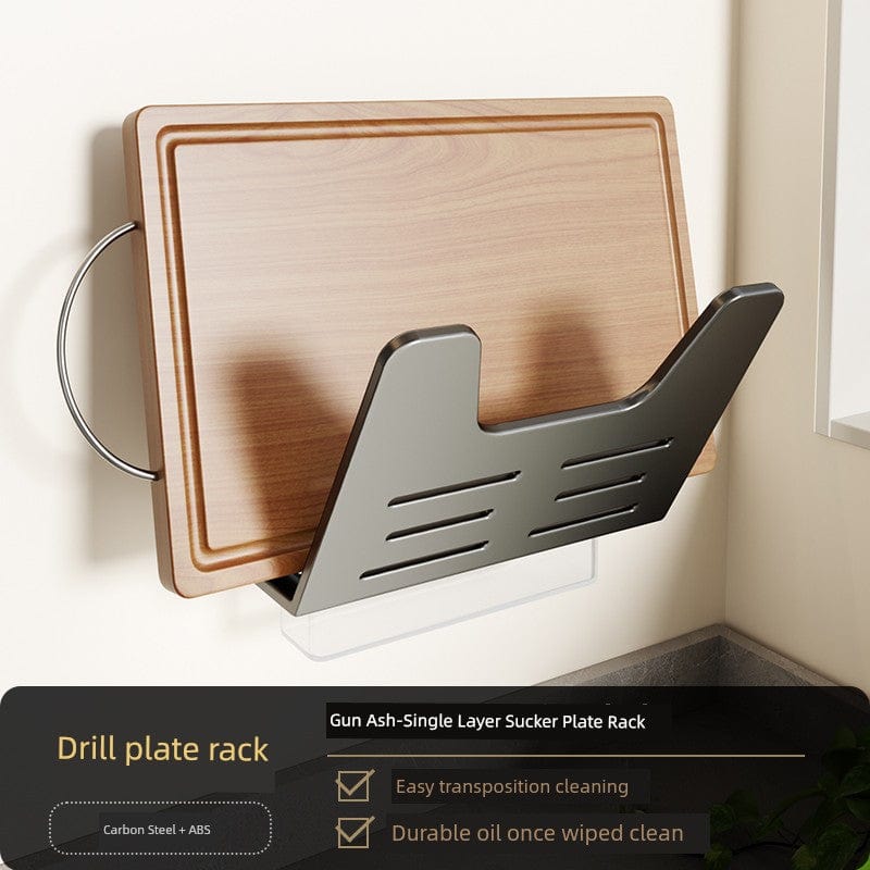 SHOWLU Space Aluminum Suction Cup Wall Condiment Hook Rack organizer with punch-free design for kitchen or bathroom storage.