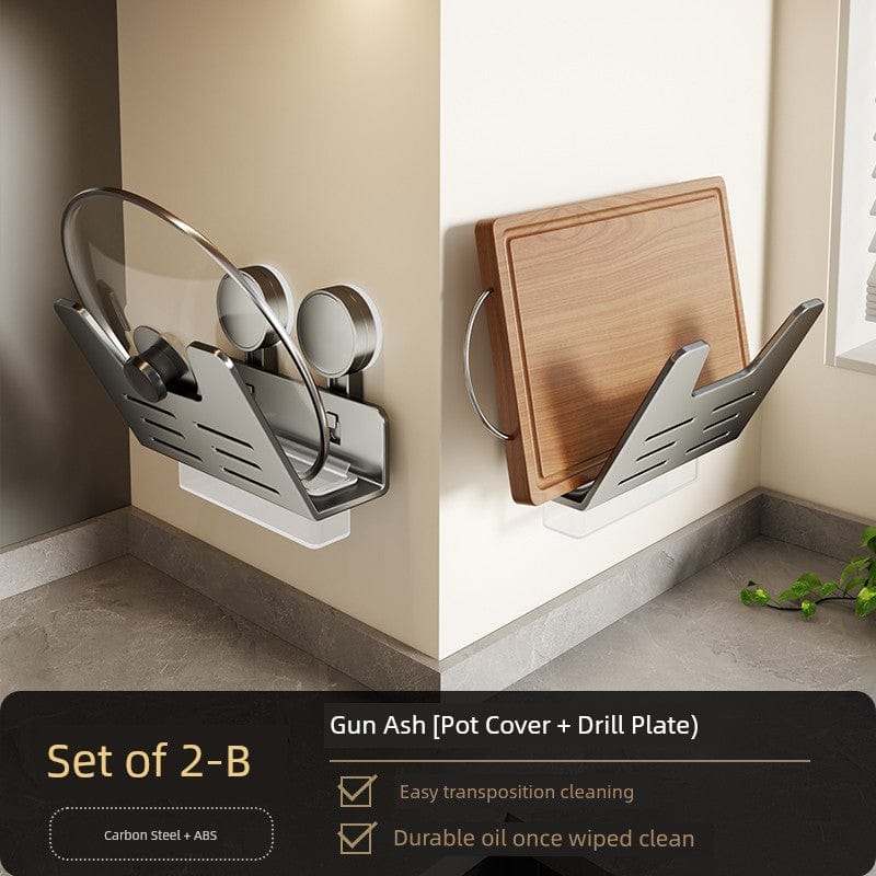 SHOWLU Space Aluminum Suction Cup Wall Condiment Hook Rack organizer with punch-free design, ideal for kitchen or bathroom storage.