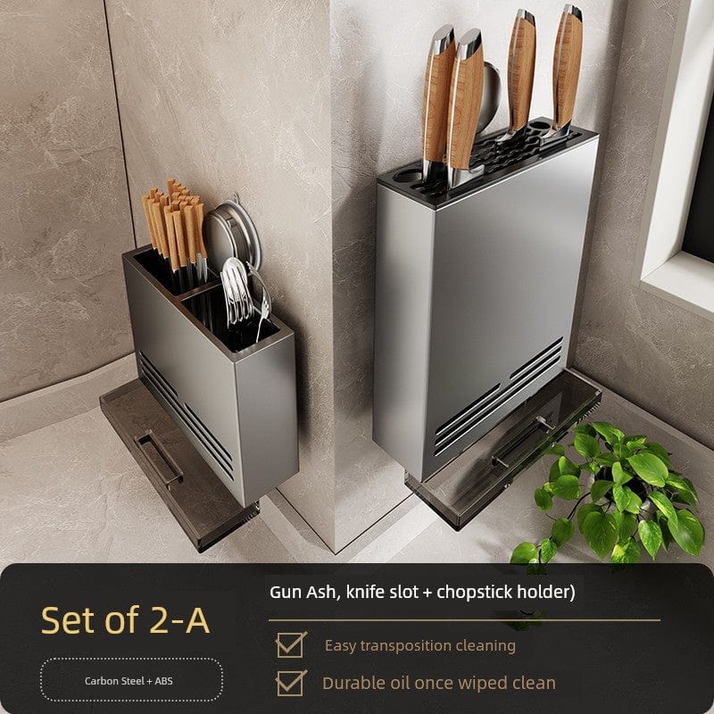 SHOWLU Space Aluminum Suction Cup Wall Condiment Hook Rack organizer with punch-free design, ideal for kitchen storage.
