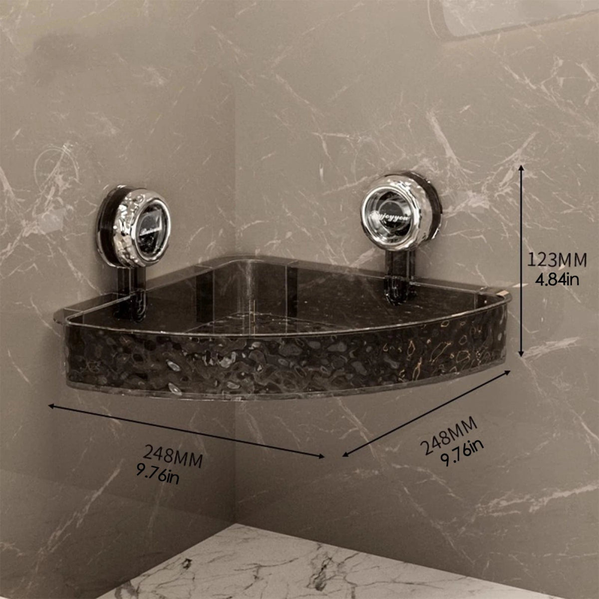 Suction Cup Storage Rack Rectangle Organizer Shelf No Drilling Bathroom Shower Organizer Holder For Countertop Kitchen Bathroom - SHOWLU FASHION STORE