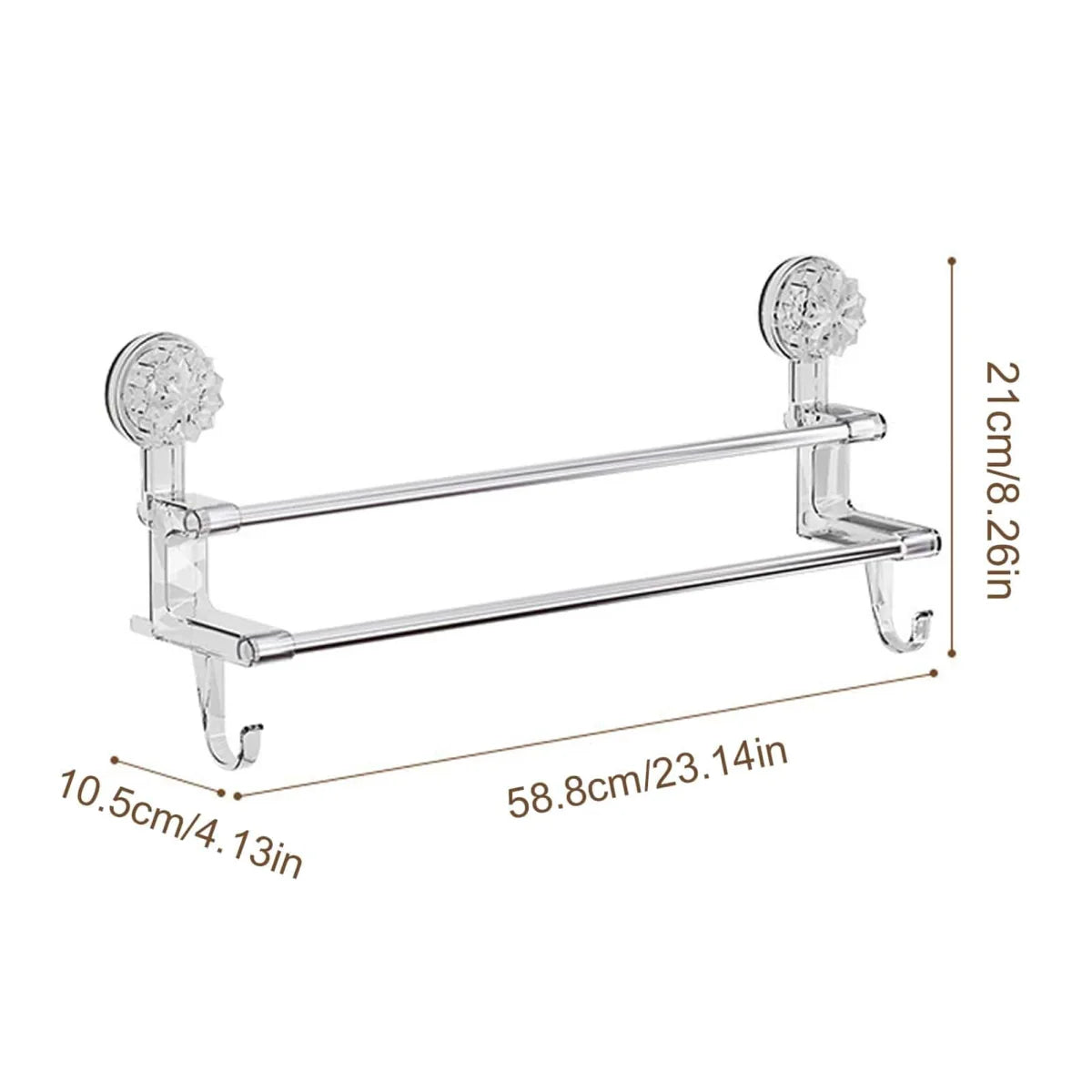 Showlu Rectangle Suction Cup Bathroom Shelf with no drill installation, ideal for shower or countertop organization.