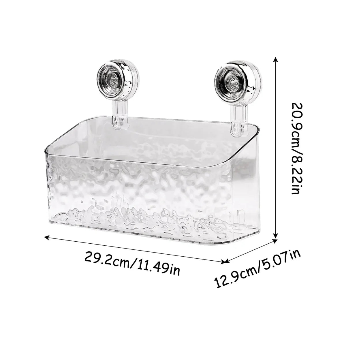 Showlu Rectangle Suction Cup Bathroom Storage Rack with no drill installation, ideal for shower or kitchen countertop organization.
