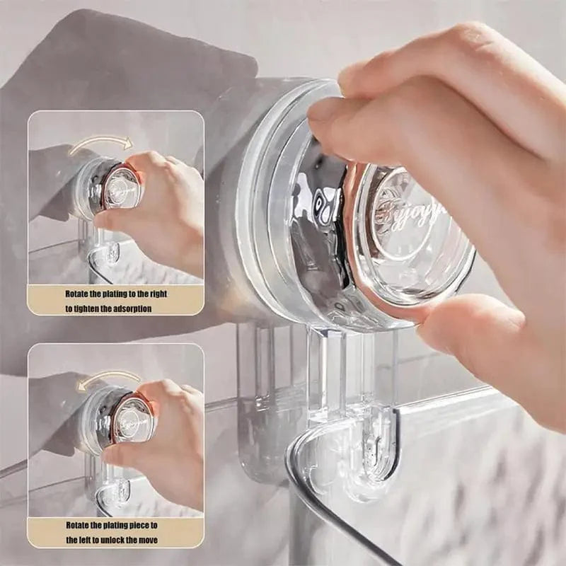 Showlu Rectangle Suction Cup Bathroom Shelf, no drill bathroom organizer with suction cups for shower, countertop, or kitchen storage.
