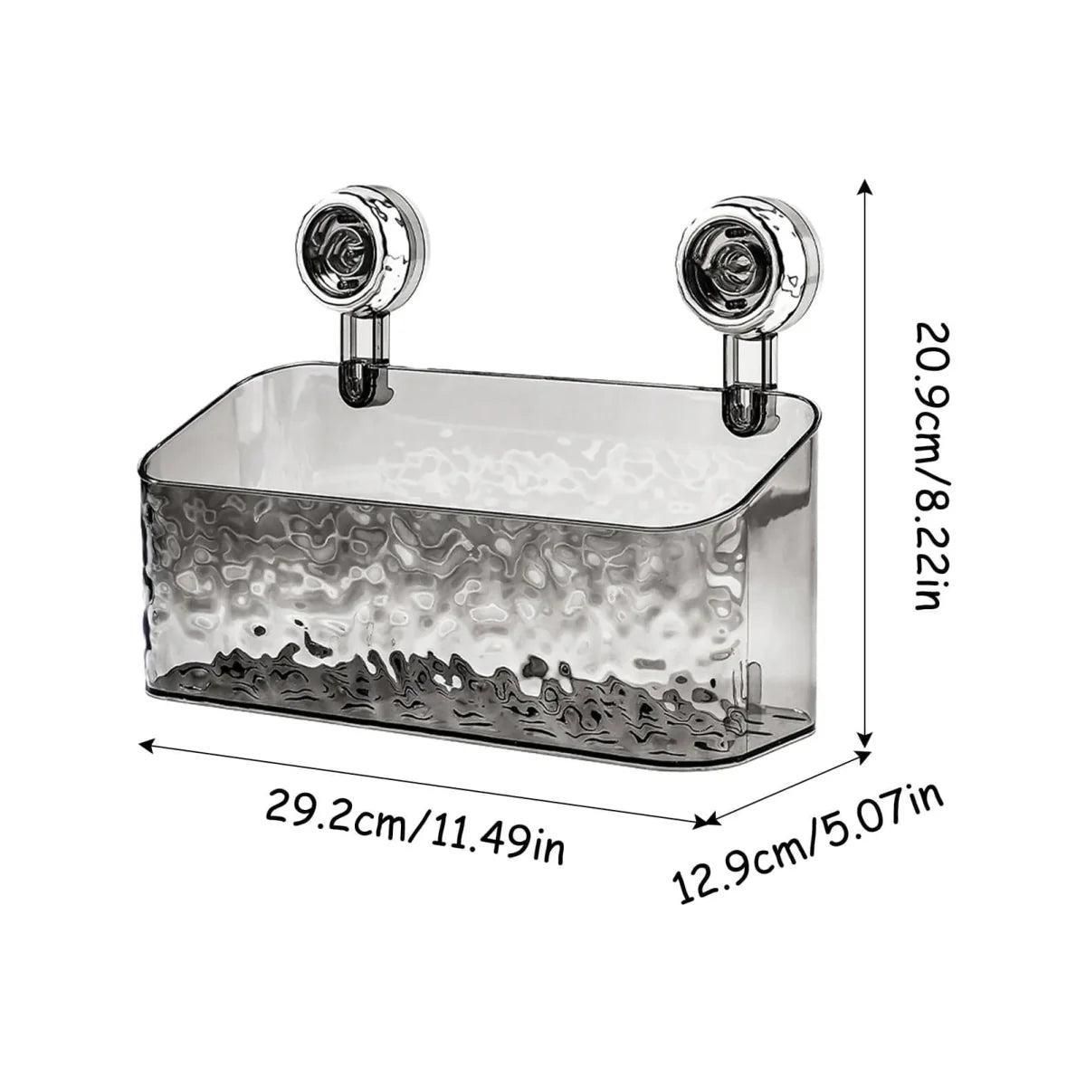 Showlu Rectangle Suction Cup Bathroom Storage Rack with no drill design, ideal for shower, kitchen, or countertop organization.