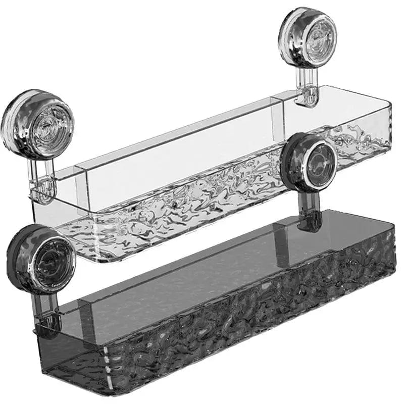 Showlu Rectangle Suction Cup Bathroom Storage Rack, no drill shower organizer with secure suction cups for bathroom or kitchen use