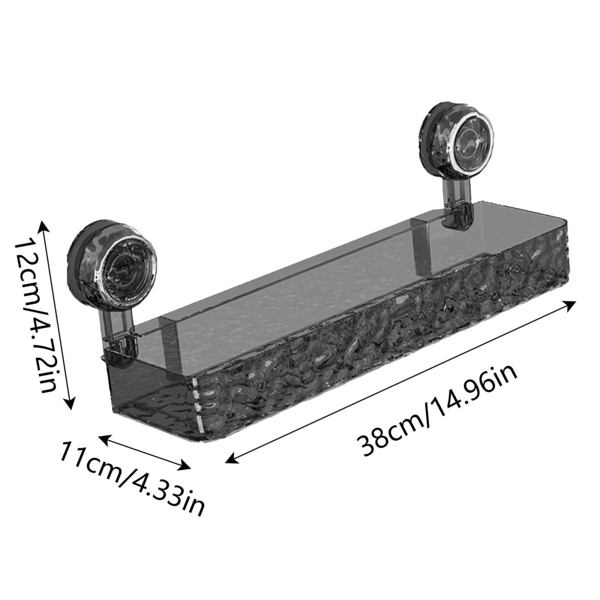 Showlu Rectangle Suction Cup Storage Rack, no drill bathroom shelf for shower, kitchen, and countertop organization.