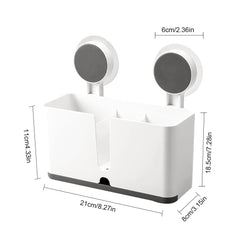 Suction Cup Storage Rack Rectangle Organizer Shelf No Drilling Bathroom Shower Organizer Holder For Countertop Kitchen Bathroom - SHOWLU FASHION STORE